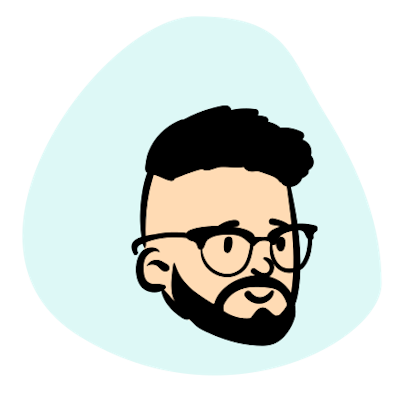 Comic-Portrait eines Mannes mit Bart und Brille
